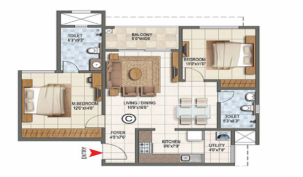 Featured Image of Prestige Kompally 2 BHK Floor Plan