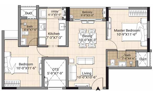 Featured Image of Prestige Kompally 3 BHK Floor Plan