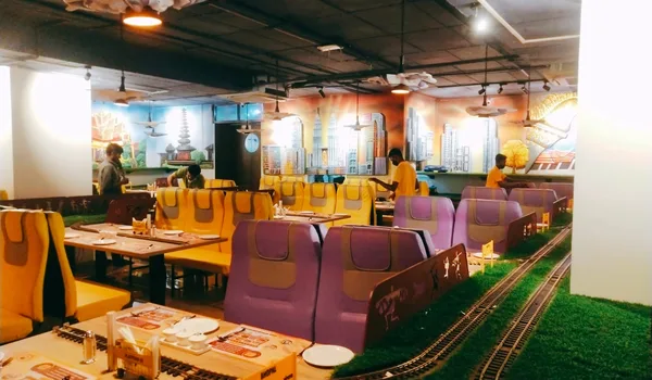 Platform 65 train-themed restaurant near Kompally
