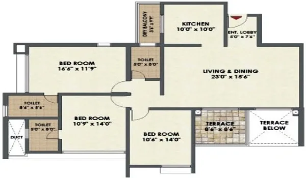 Prestige Kompally 2.5 BHK floor plan North Hyderabad