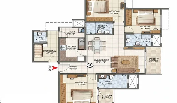 Prestige Kompally 3 BHK floor plan North Hyderabad